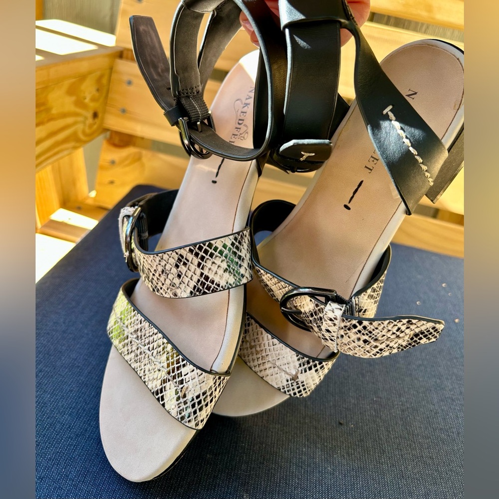 Naked Feet Zeke Snake Print Genuine Leather Strappy Sandals 10 - Picture 10 of 16